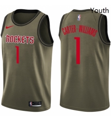 Youth Nike Houston Rockets 1 Michael Carter Williams Swingman Green Salute to Service NBA Jersey 