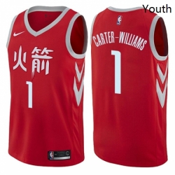 Youth Nike Houston Rockets 1 Michael Carter Williams Swingman Red NBA Jersey City Edition 