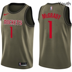 Youth Nike Houston Rockets 1 Tracy McGrady Swingman Green Salute to Service NBA Jersey