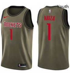 Youth Nike Houston Rockets 1 Trevor Ariza Swingman Green Salute to Service NBA Jersey