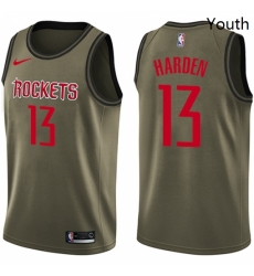 Youth Nike Houston Rockets 13 James Harden Swingman Green Salute to Service NBA Jersey