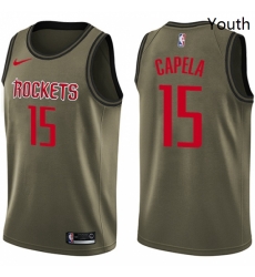 Youth Nike Houston Rockets 15 Clint Capela Swingman Green Salute to Service NBA Jersey