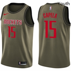 Youth Nike Houston Rockets 15 Clint Capela Swingman Green Salute to Service NBA Jersey