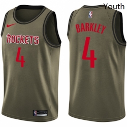 Youth Nike Houston Rockets 4 Charles Barkley Swingman Green Salute to Service NBA Jersey