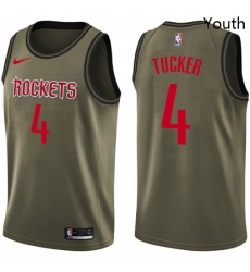 Youth Nike Houston Rockets 4 PJ Tucker Swingman Green Salute to Service NBA Jersey 