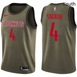 Youth Nike Houston Rockets 4 PJ Tucker Swingman Green Salute to Service NBA Jersey 
