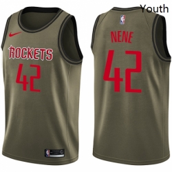 Youth Nike Houston Rockets 42 Nene Swingman Green Salute to Service NBA Jersey 