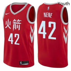 Youth Nike Houston Rockets 42 Nene Swingman Red NBA Jersey City Edition 