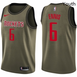 Youth Nike Houston Rockets 6 Tyler Ennis Swingman Green Salute to Service NBA Jersey 