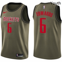 Youth Nike Houston Rockets 6 Vincent Edwards Swingman Green Salute to Service NBA Jersey 