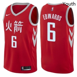 Youth Nike Houston Rockets 6 Vincent Edwards Swingman Red NBA Jersey City Edition 