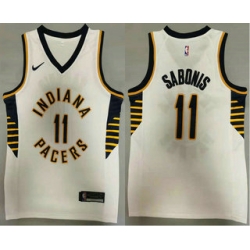 Men Indiana Pacers 11 Domantas Sabonis New White 2021 Nike Swingman Stitched NBA Jersey
