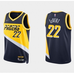 Men Indiana Pacers 22 Caris Levert 2021 22 Navy City Edition 75th Anniversary Stitched Basketball Jersey