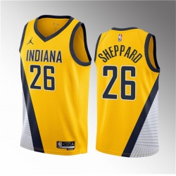 Men Indiana Pacers 26 Ben Sheppard Yellow 2023 Draft Statement Edition Stitched Basketball JerseyS