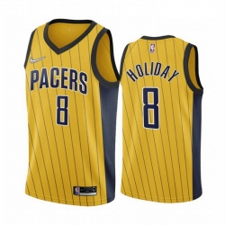 Men Indiana Pacers 8 Justin Holiday Gold NBA Swingman 2020 21 Earned Edition Jersey