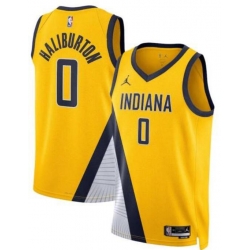 Men Indiana Pacers Tyrese Haliburton #0 2022 23 Association Edition Yellow Jersey