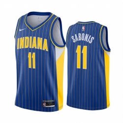 Men Nike Indiana Pacers 11 Domantas Sabonis Blue NBA Swingman 2020 21 City Edition Jersey