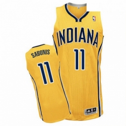Mens Adidas Indiana Pacers 11 Domantas Sabonis Authentic Gold Alternate NBA Jersey 