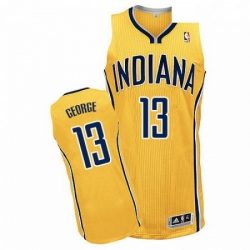 Mens Adidas Indiana Pacers 13 Paul George Authentic Gold Alternate NBA Jersey