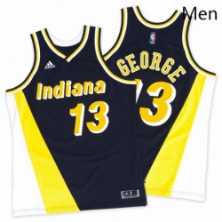 Mens Adidas Indiana Pacers 13 Paul George Authentic NavyGold Throwback NBA Jersey