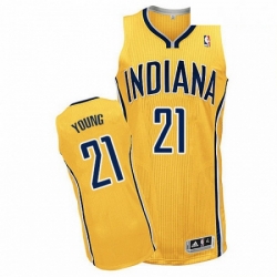 Mens Adidas Indiana Pacers 21 Thaddeus Young Authentic Gold Alternate NBA Jersey