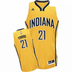 Mens Adidas Indiana Pacers 21 Thaddeus Young Swingman Gold Alternate NBA Jersey