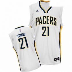 Mens Adidas Indiana Pacers 21 Thaddeus Young Swingman White Home NBA Jersey