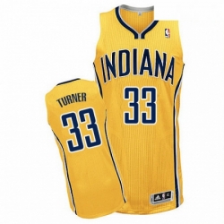 Mens Adidas Indiana Pacers 33 Myles Turner Authentic Gold Alternate NBA Jersey