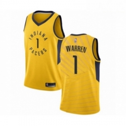 Mens Indiana Pacers 1 TJ Warren Authentic Gold Basketball Jersey Statement Edition 