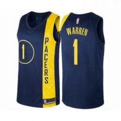 Mens Indiana Pacers 1 TJ Warren Authentic Navy Blue Basketball Jersey City Edition 