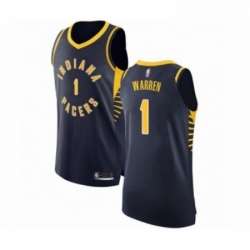 Mens Indiana Pacers 1 TJ Warren Authentic Navy Blue Basketball Jersey Icon Edition 