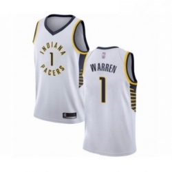 Mens Indiana Pacers 1 TJ Warren Authentic White Basketball Jersey Association Edition 