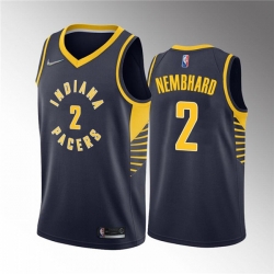 Men's Indiana Pacers #2 Andrew Nembhard Navy Icon Edition 75th Anniversary Stitched Basketball Jerseys