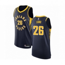 Mens Indiana Pacers 26 Jeremy Lamb Authentic Navy Blue Basketball Jersey Icon Edition 