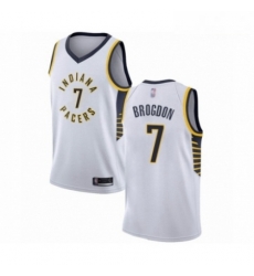 Mens Indiana Pacers 7 Malcolm Brogdon Authentic White Basketball Jersey Association Edition 