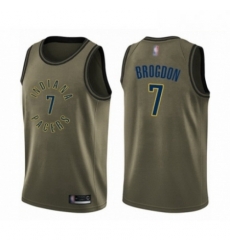 Mens Indiana Pacers 7 Malcolm Brogdon Swingman Green Salute to Service Basketball Jersey 