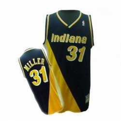 Mens Mitchell and Ness Indiana Pacers 31 Reggie Miller Authentic BlackYellow Throwback NBA Jersey