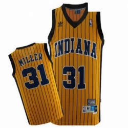 Mens Mitchell and Ness Indiana Pacers 31 Reggie Miller Authentic Gold Throwback NBA Jersey