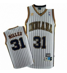 Mens Mitchell and Ness Indiana Pacers 31 Reggie Miller Swingman White Throwback NBA Jersey