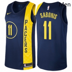 Mens Nike Indiana Pacers 11 Domantas Sabonis Authentic Navy Blue NBA Jersey City Edition 
