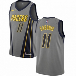 Mens Nike Indiana Pacers 11 Domantas Sabonis Swingman Gray NBA Jersey City Edition 