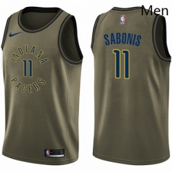 Mens Nike Indiana Pacers 11 Domantas Sabonis Swingman Green Salute to Service NBA Jersey 