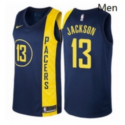 Mens Nike Indiana Pacers 13 Mark Jackson Authentic Navy Blue NBA Jersey City Edition