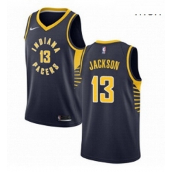 Mens Nike Indiana Pacers 13 Mark Jackson Authentic Navy Blue Road NBA Jersey Icon Edition