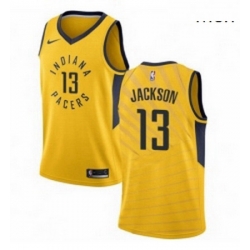Mens Nike Indiana Pacers 13 Mark Jackson Swingman Gold NBA Jersey Statement Edition