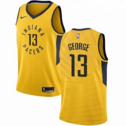 Mens Nike Indiana Pacers 13 Paul George Authentic Gold NBA Jersey Statement Edition