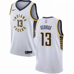 Mens Nike Indiana Pacers 13 Paul George Authentic White NBA Jersey Association Edition