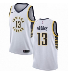 Mens Nike Indiana Pacers 13 Paul George Swingman White NBA Jersey Association Edition