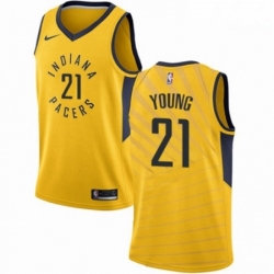 Mens Nike Indiana Pacers 21 Thaddeus Young Authentic Gold NBA Jersey Statement Edition