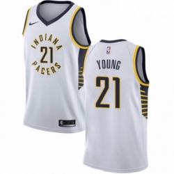Mens Nike Indiana Pacers 21 Thaddeus Young Authentic White NBA Jersey Association Edition